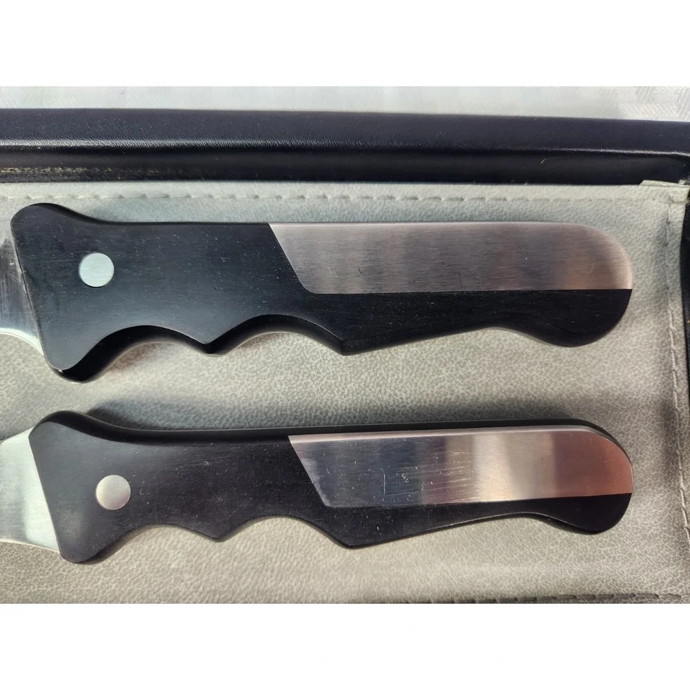 BLACK ANGUS II Molybdenum Vanadium Stainless Carving Cutlery Knife Set Nice Case